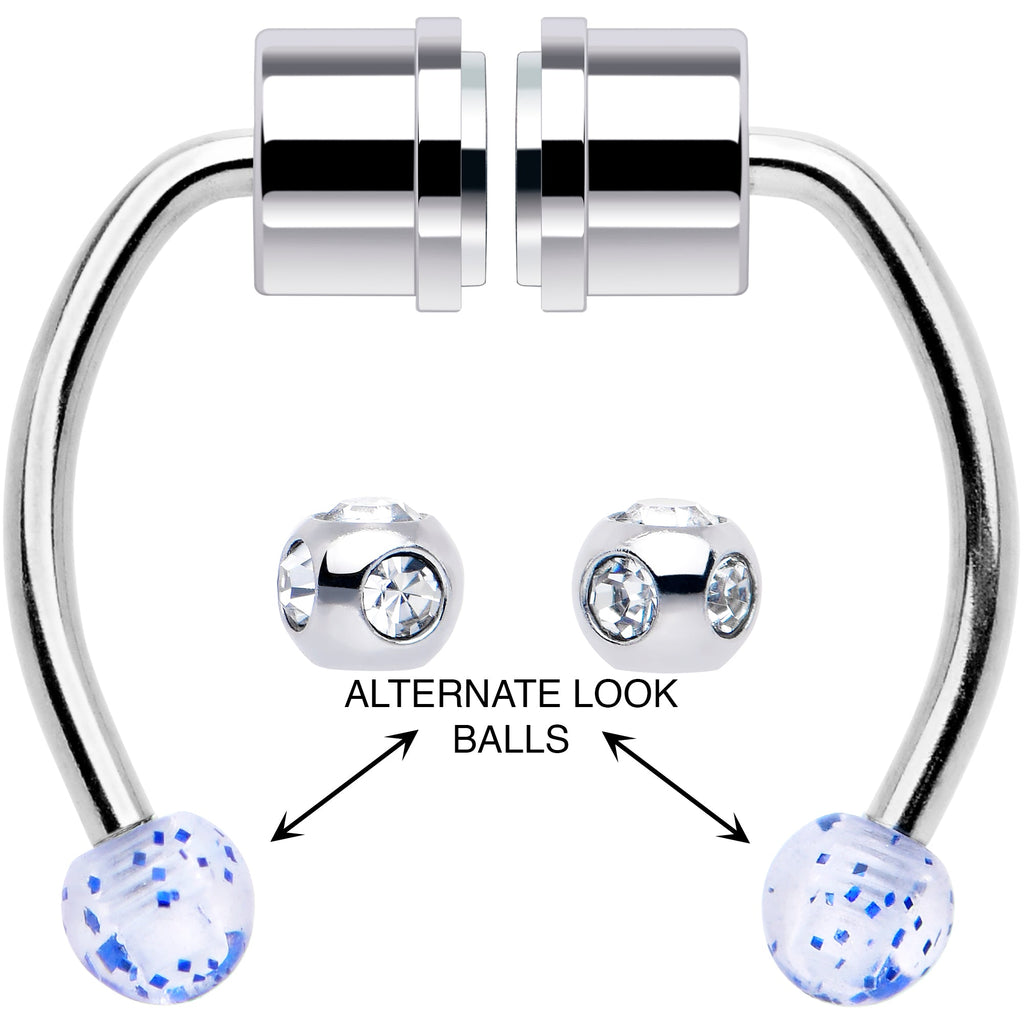 BodyCandy Blue Gem Magnetic Septum Ring Horseshoe Non-Pierced Fake Nose Ring — detail close-up