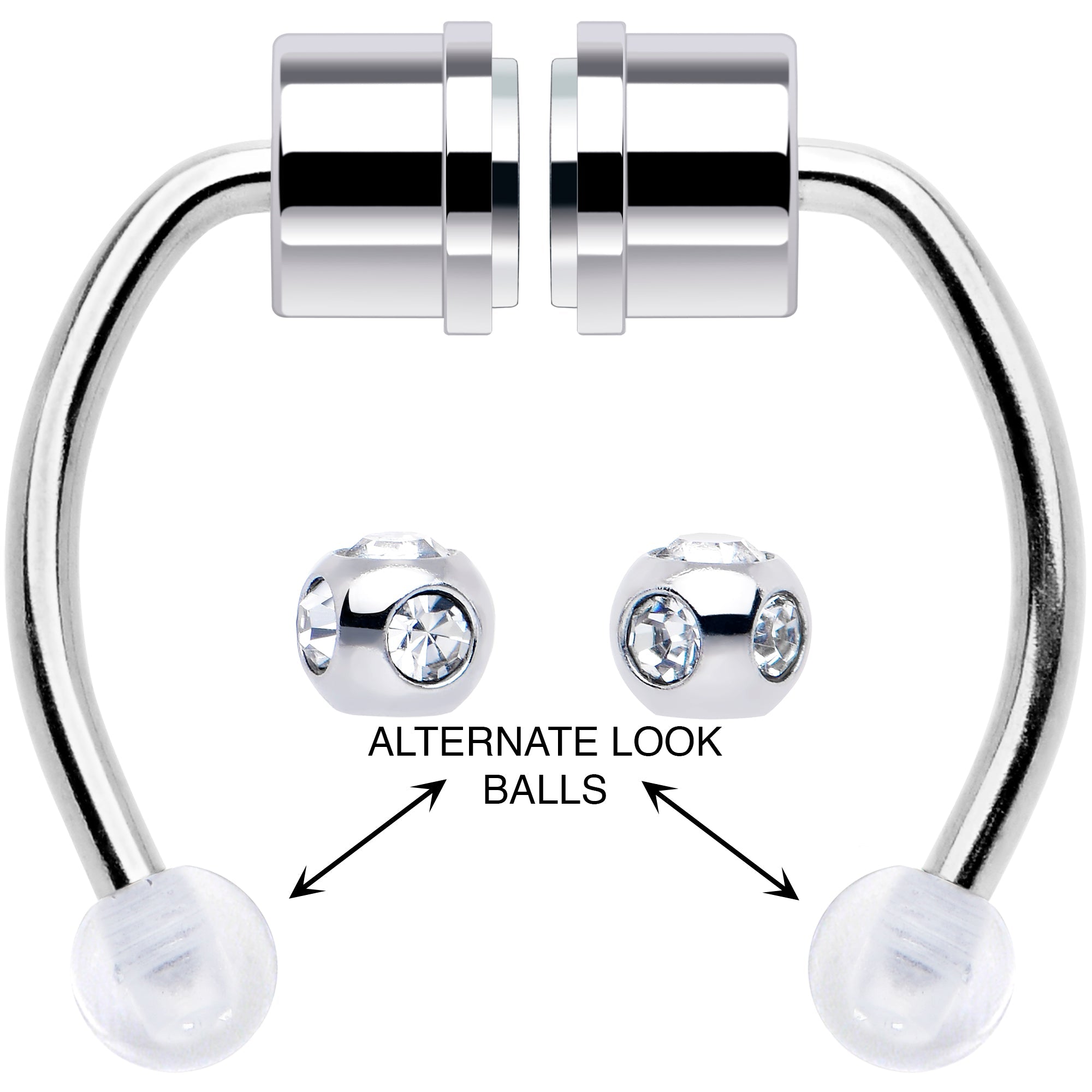 BodyCandy Clear Gem Magnetic Septum Ring Horseshoe Non-Pierced Fake Nose Ring — detail close-up