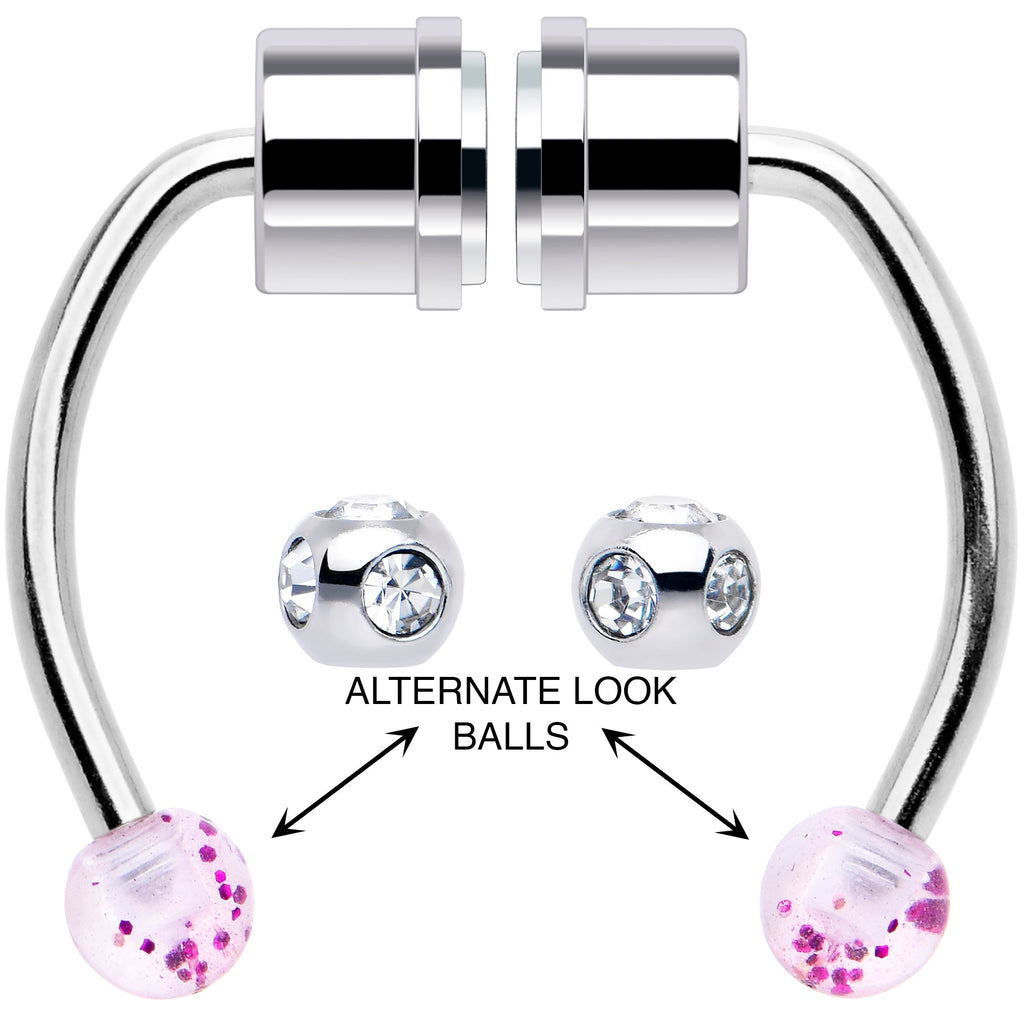 BodyCandy Pink Gem Magnetic Septum Ring Horseshoe Non-Pierced Fake Nose Ring — detail close-up