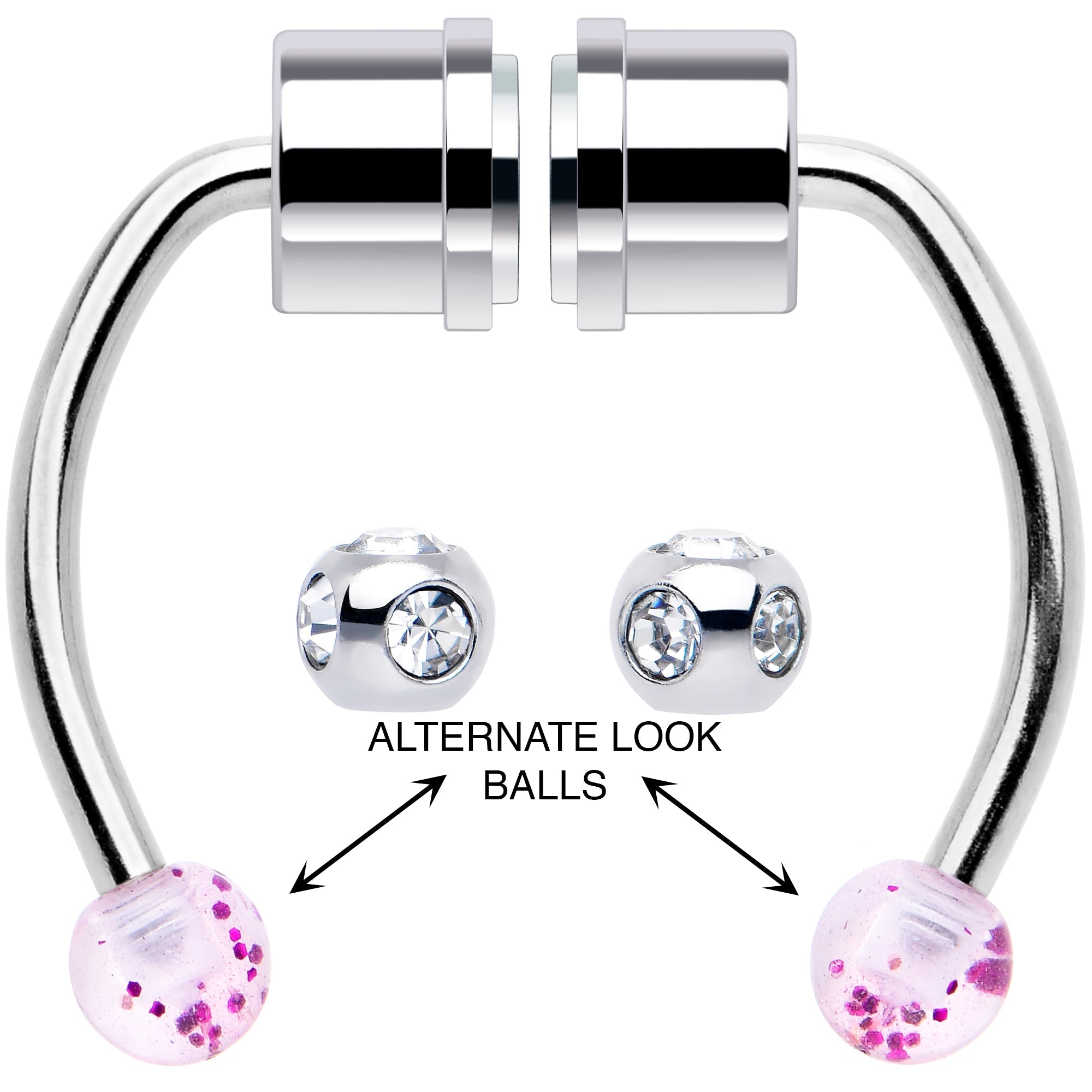 BodyCandy Pink Gem Magnetic Septum Ring Horseshoe Non-Pierced Fake Nose Ring — detail close-up