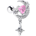 BodyCandy 16G 1/4 Pink CZ Gem Moon Lover Cartilage Tragus Earring — main product shot