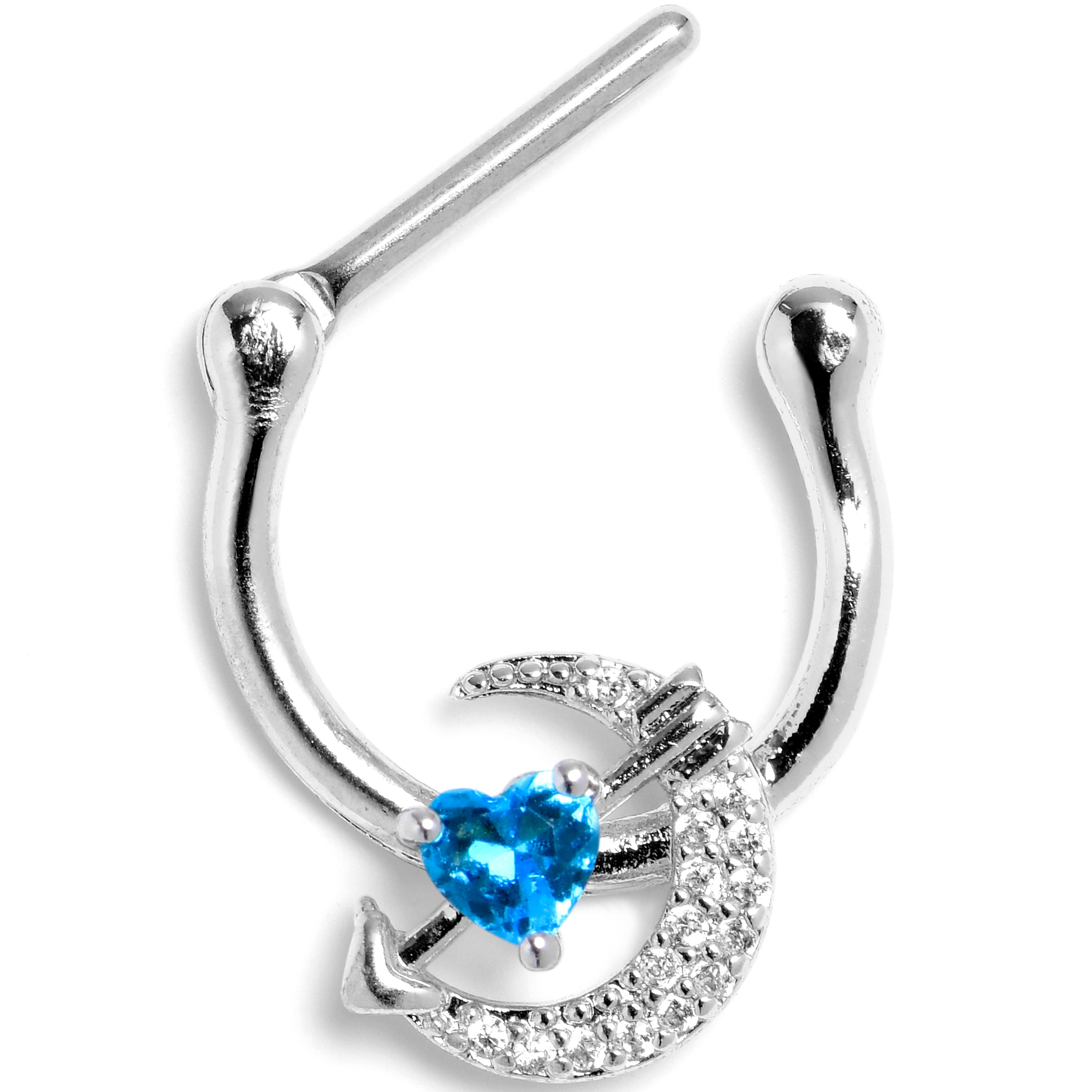 BodyCandy 16G 5/16 Blue Clear CZ Gem Moon Lover Cartilage Clicker — main product shot