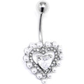 BodyCandy Clear CZ Gem Pearl Heart Belly Ring — main product shot