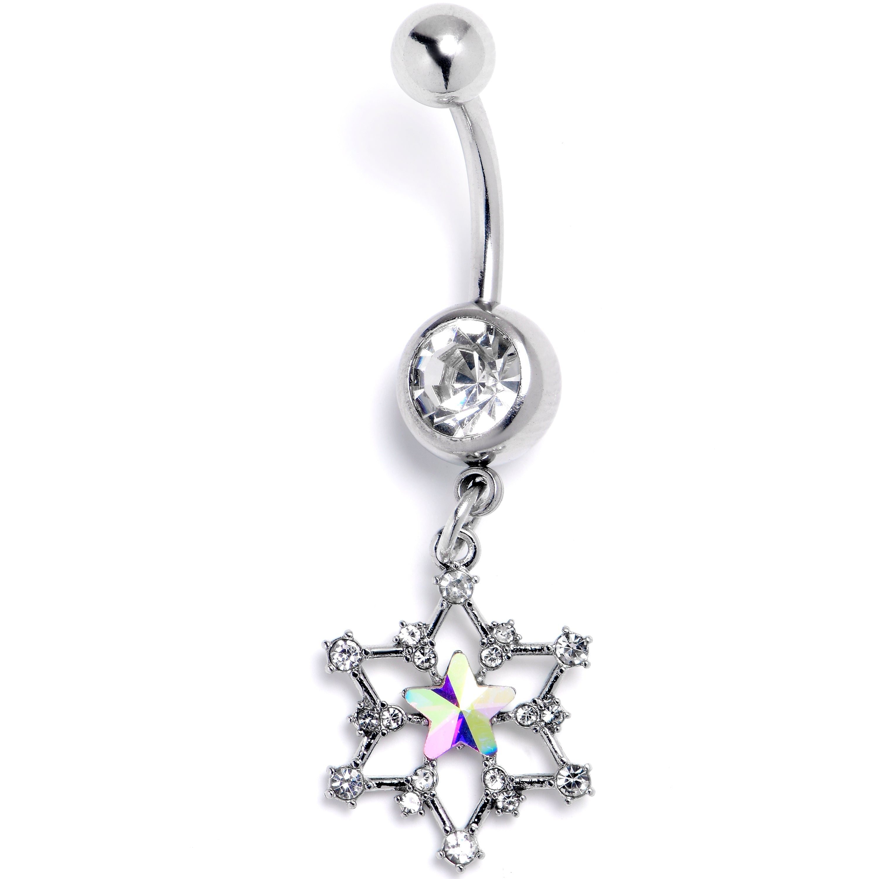 BodyCandy Aurora Clear Gem Style Super Star Dangle Belly Ring — main product shot