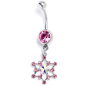 BodyCandy Aurora Pink Gem Style Super Star Dangle Belly Ring — main product shot