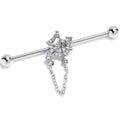 BodyCandy 14G Clear Gem Spiderweb Chain Dangle Industrial Barbell 38mm — main product shot