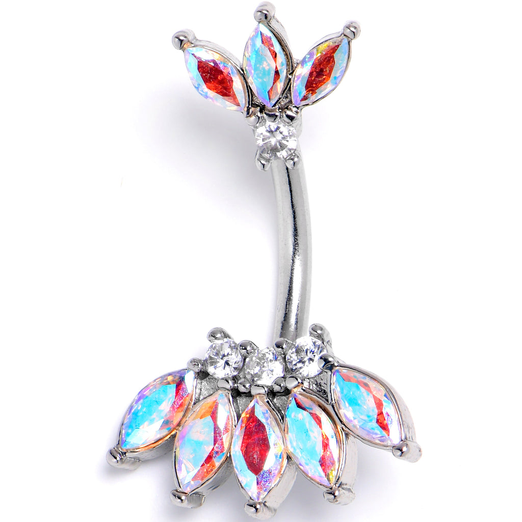 BodyCandy Clear Aurora Gem Fashion Fan Double Mount Belly Ring — lifestyle context