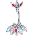 BodyCandy Clear Aurora Gem Fashion Fan Double Mount Belly Ring — main product shot