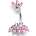BodyCandy Clear Pink Gem Fashion Fan Double Mount Belly Ring — main product shot