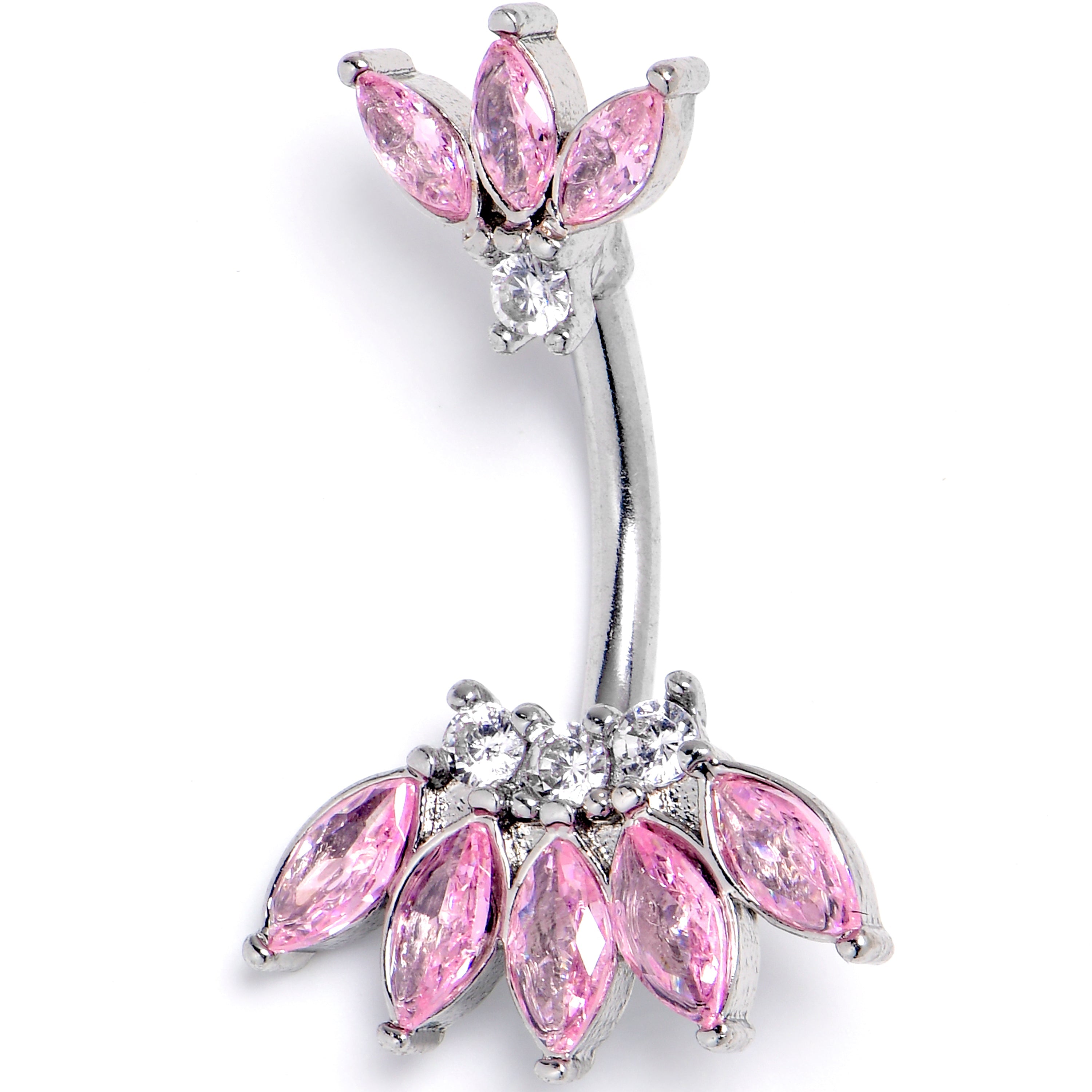 BodyCandy Clear Pink Gem Fashion Fan Double Mount Belly Ring — main product shot