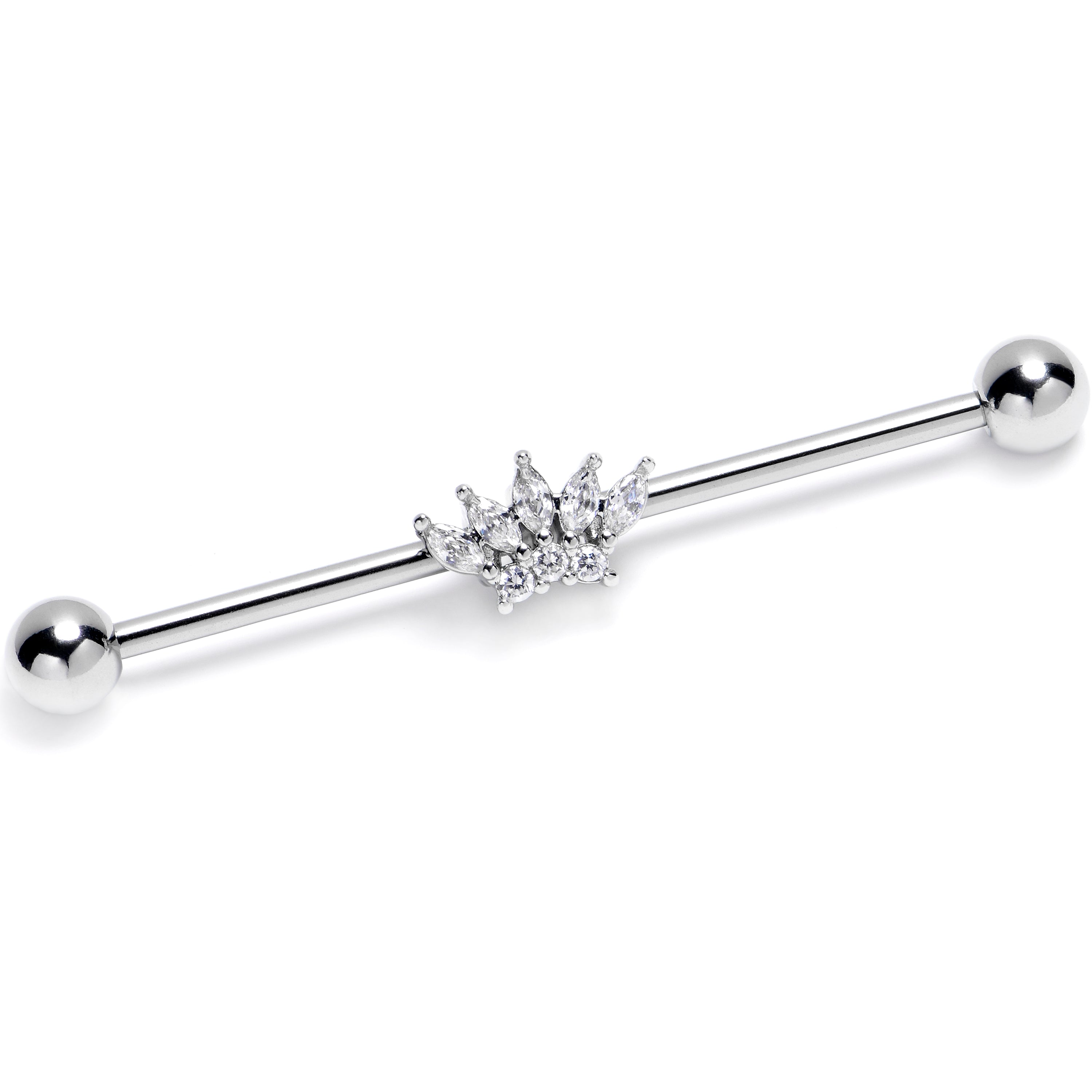 BodyCandy 14G Clear Gem Fashion Fan Industrial Barbell 38mm — main product shot