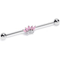 BodyCandy 14G Pink Gem Fashion Fan Industrial Barbell 38mm — main product shot
