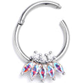 BodyCandy 16G 3/8 Aurora Gem Fashion Fan Hinged Segment Ring — main product shot