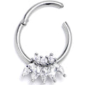 BodyCandy 16G 3/8 Clear Gem Fashion Fan Hinged Segment Ring — main product shot