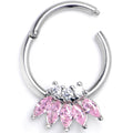 BodyCandy 16G 3/8 Pink Gem Fashion Fan Hinged Segment Ring — main product shot