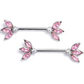 BodyCandy 14G 9/16 Pink Gem Fashion Fan Mini Barbell Nipple Ring Set — main product shot