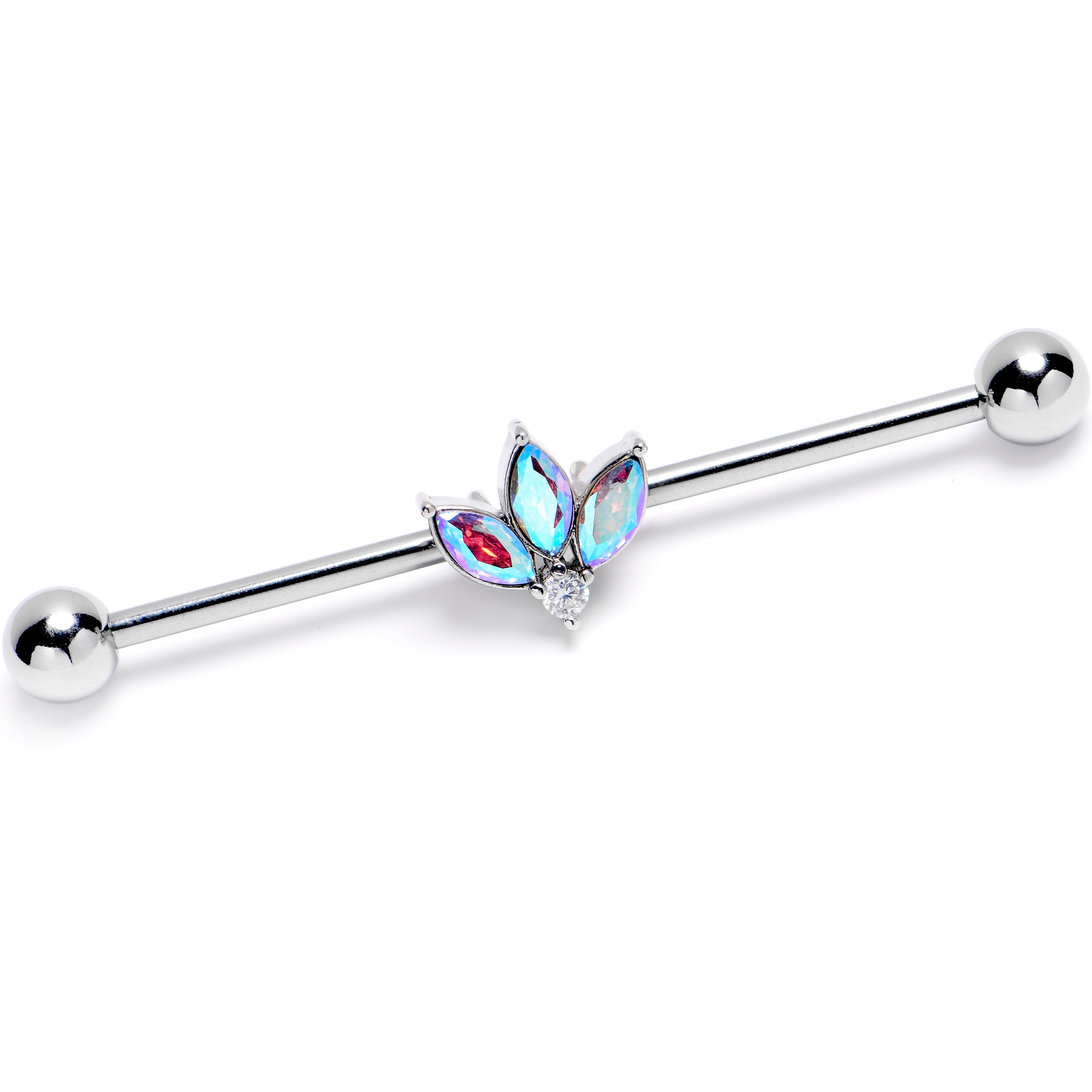 BodyCandy 14G Aurora Gem Fashion Fan Mini Industrial Barbell 38mm — main product shot