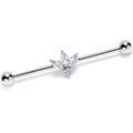 BodyCandy 14G Clear Gem Fashion Fan Mini Industrial Barbell 38mm — main product shot