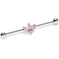BodyCandy 14G Pink Gem Fashion Fan Mini Industrial Barbell 38mm — main product shot
