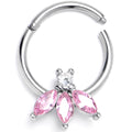 BodyCandy 16G 3/8 Pink Gem Fashion Fan Mini Hinged Segment Ring — main product shot