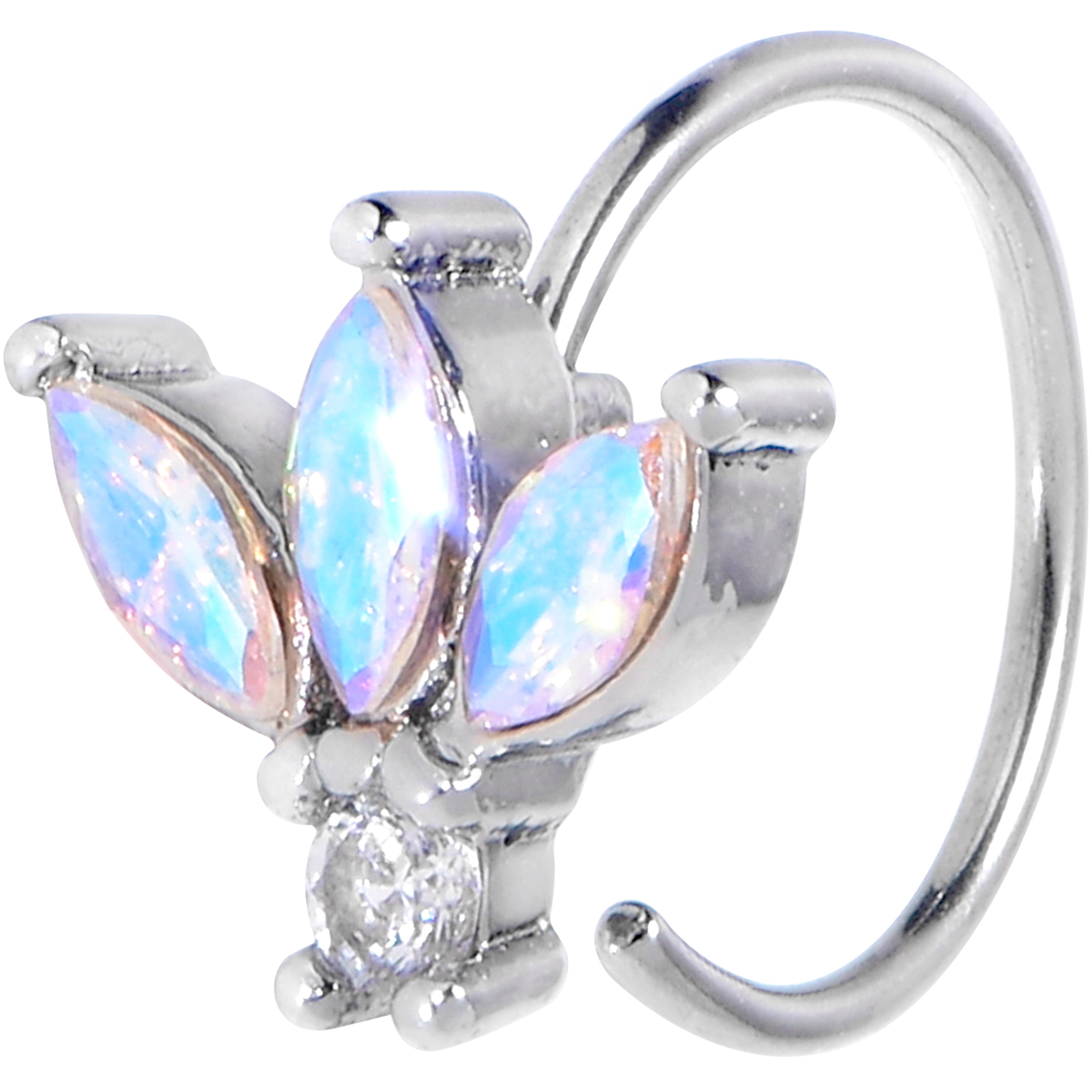BodyCandy 20G 5/16 Aurora Gem Fashion Fan Mini Nose Hoop — main product shot