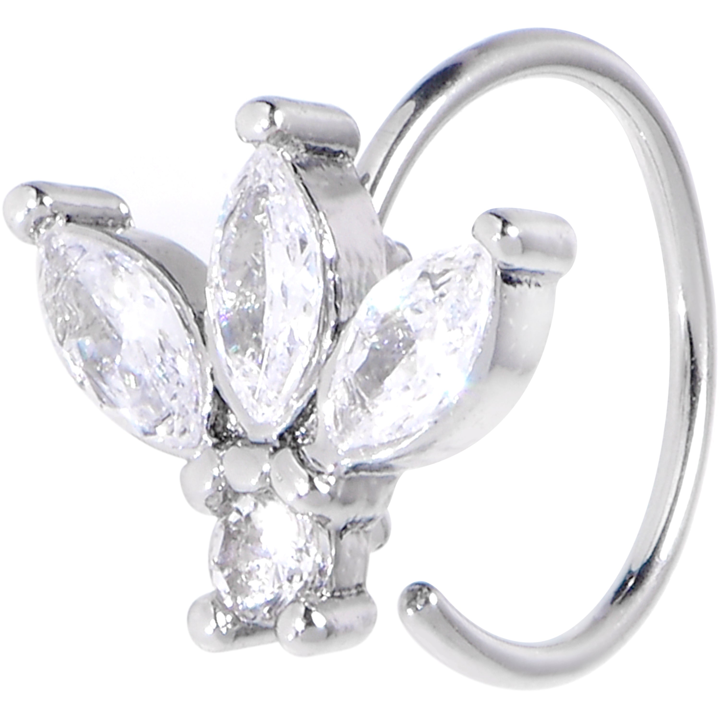 BodyCandy 20G 5/16 Clear Gem Fashion Fan Mini Nose Hoop — main product shot