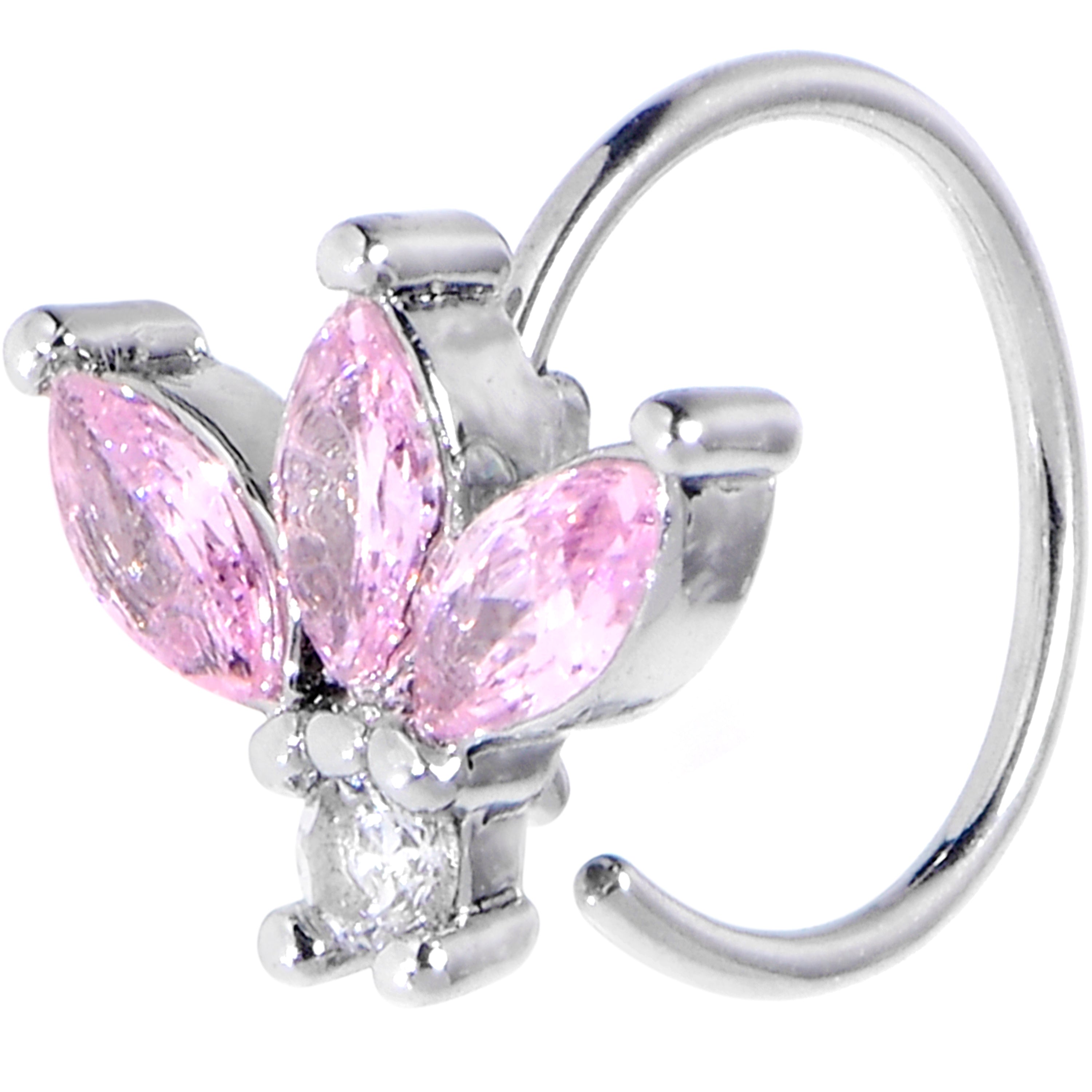 BodyCandy 20G 5/16 Pink Gem Fashion Fan Mini Nose Hoop — main product shot