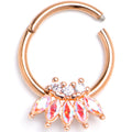 BodyCandy 16G 3/8 Aurora Gem Rose Gold Tone Fashion Fan Hinged Segment Ring — main product shot