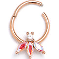 BodyCandy 16G 3/8 Aurora Gem Rosy Tone Fashion Fan Mini Hinged Segment Ring — main product shot