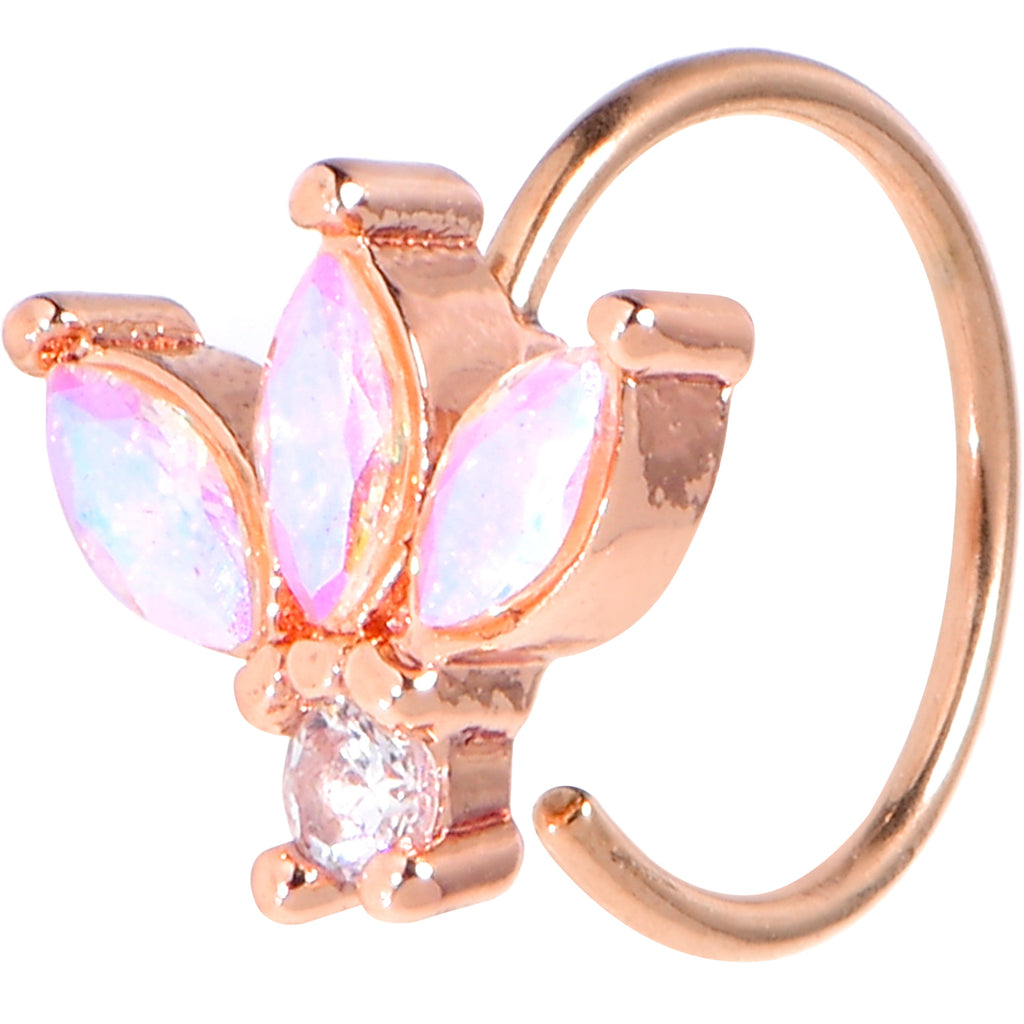 BodyCandy 20G 5/16 Aurora Gem Rose Gold Tone Fashion Fan Mini Nose Hoop — main product shot