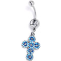 BodyCandy Clear Gem Beautifully Blue Flower Cross Dangle Belly Ring — main product shot