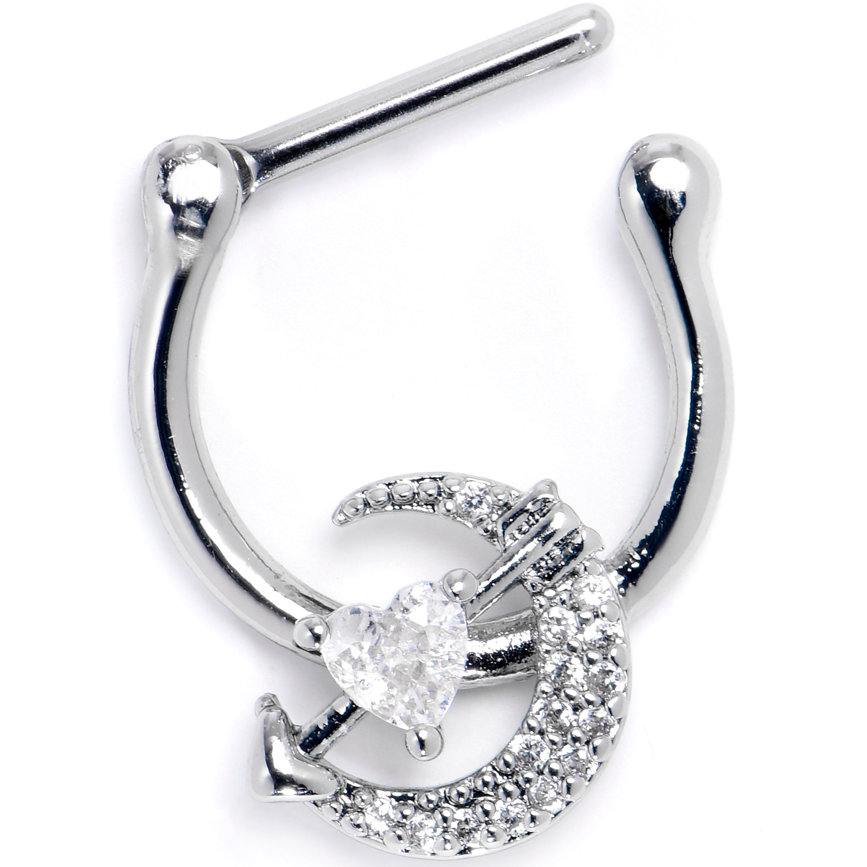 BodyCandy 16G 5/16 Clear CZ Gem Moon Lover Cartilage Clicker — main product shot