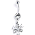 BodyCandy Clear CZ Gem Bling Flower Dangle Belly Ring — main product shot