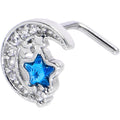 BodyCandy 20G 7mm Blue CZ Gem Starry Night Sky L Shape Nose Ring — main product shot