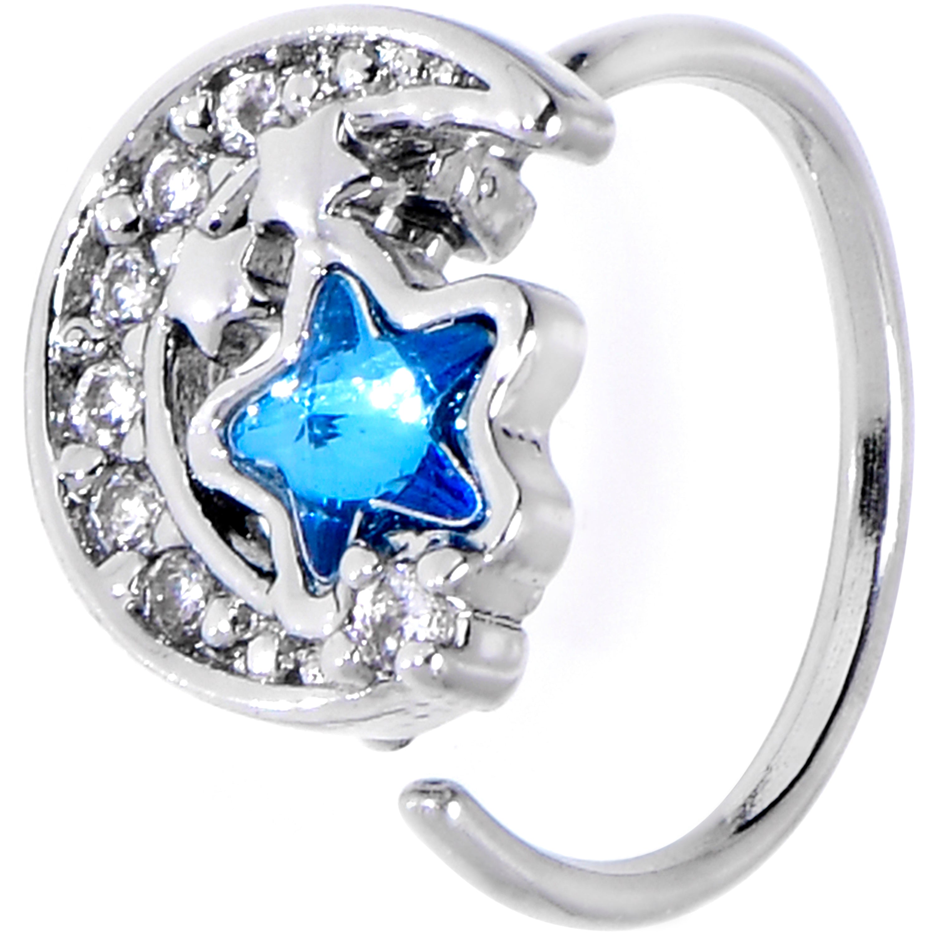 BodyCandy 20G 5/16 Blue CZ Gem Starry Night Sky Nose Hoop — main product shot