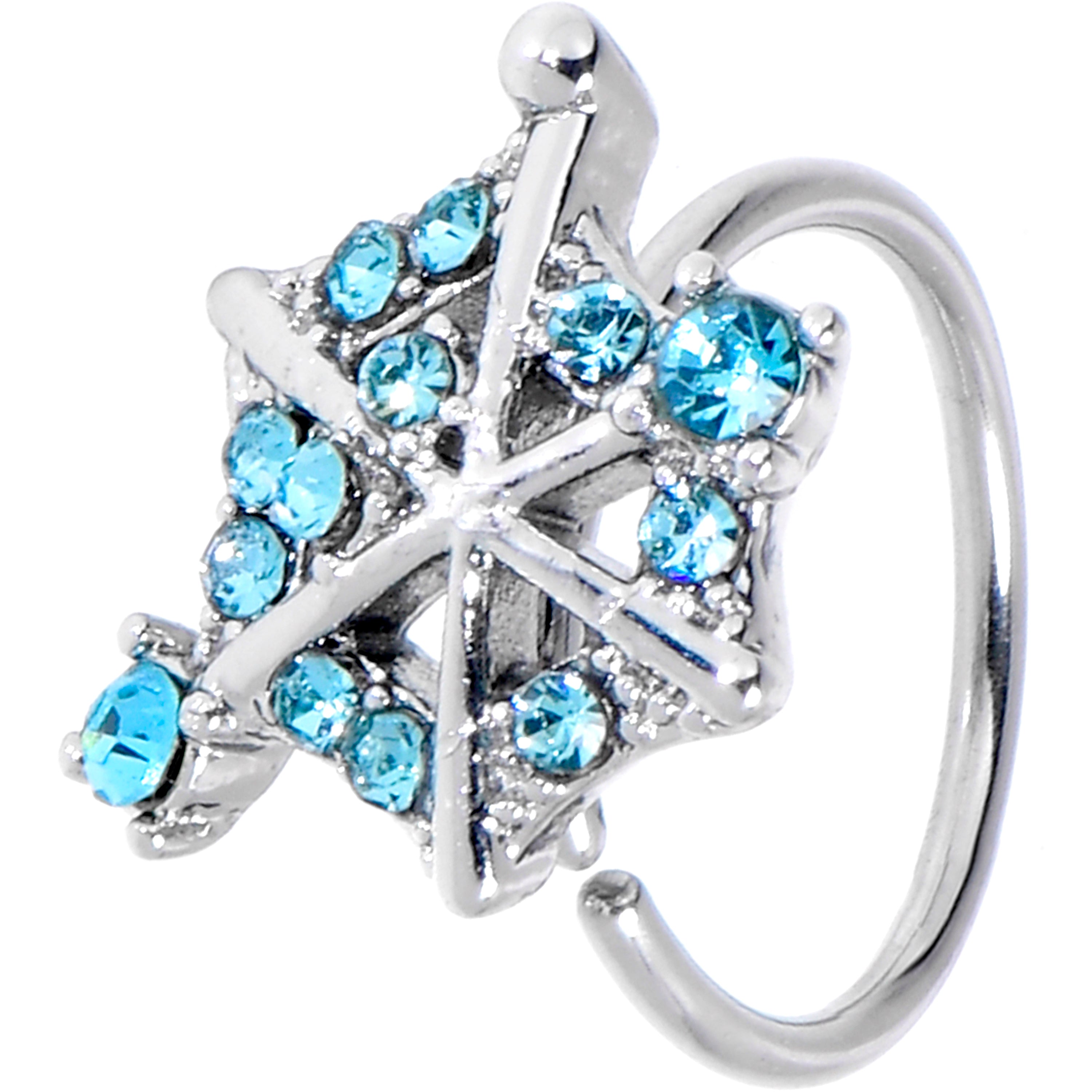 BodyCandy 20G 5/16 Blue Gem Spiderweb Goth Nose Hoop — main product shot