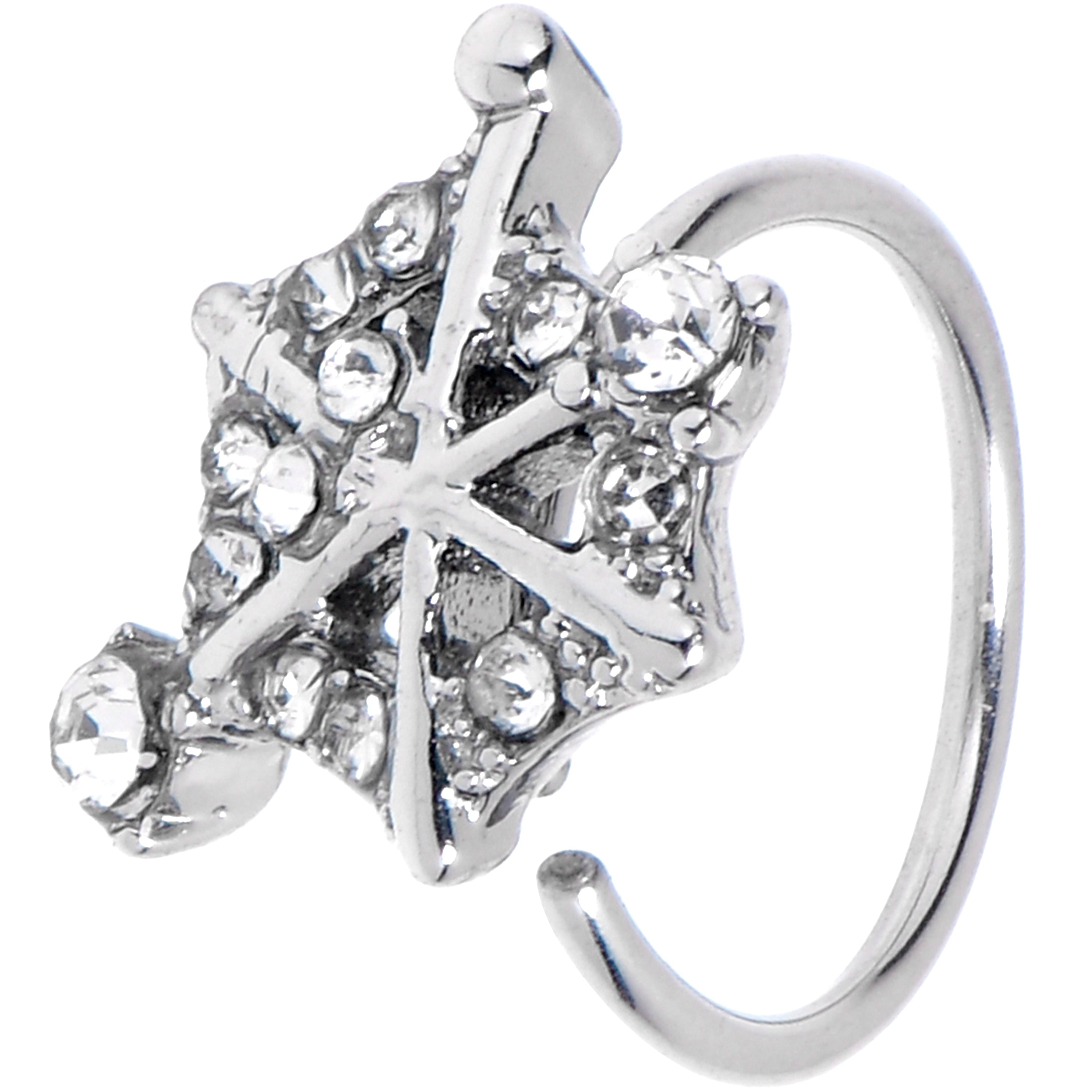 BodyCandy 20G 5/16 Clear Gem Spiderweb Goth Nose Hoop — main product shot