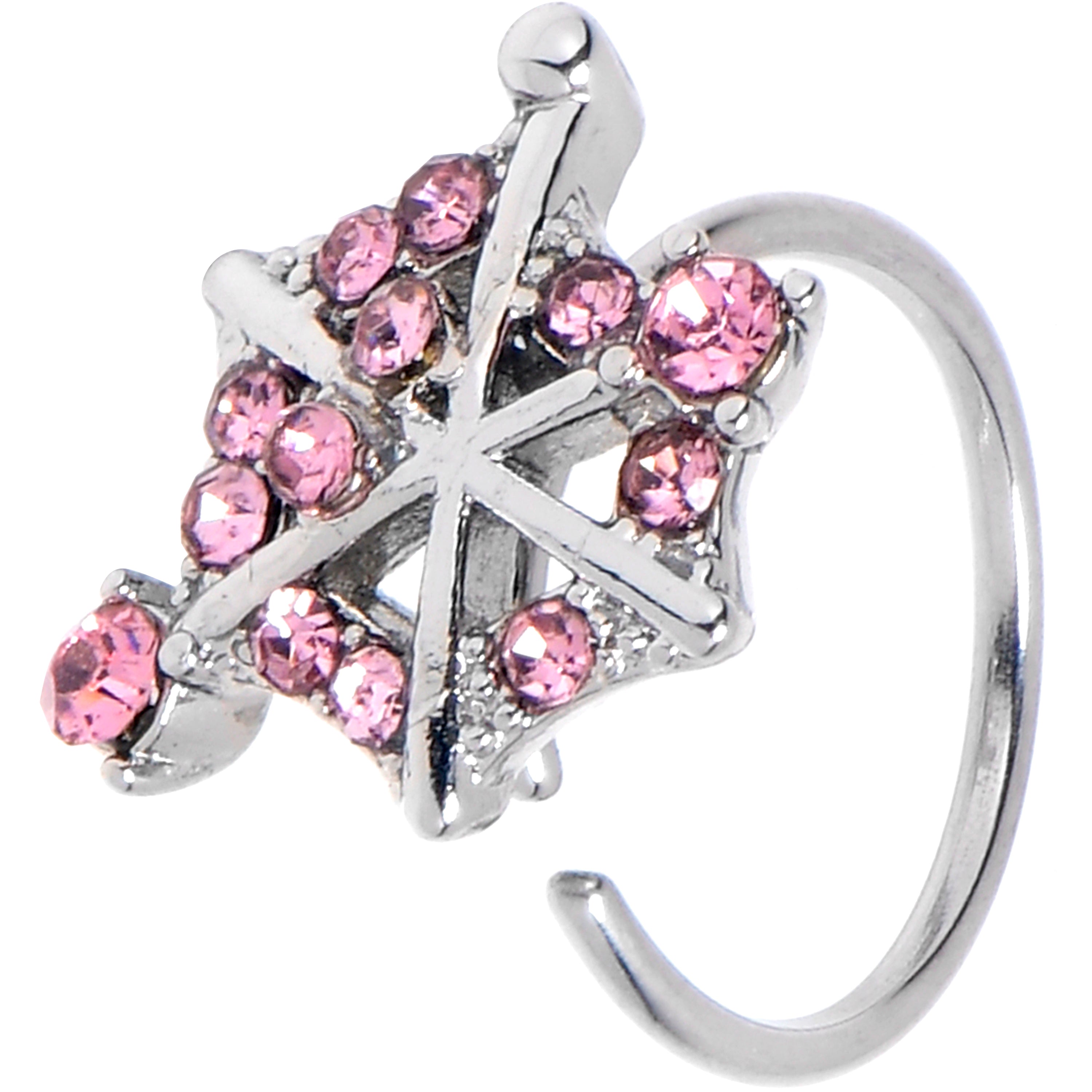 BodyCandy 20G 5/16 Pink Gem Spiderweb Goth Nose Hoop — main product shot