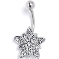 BodyCandy Clear Gem Snowflake Flower Belly Ring — main product shot