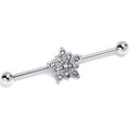 BodyCandy 14G Clear Gem Snowflake Flower Industrial Barbell 38mm — main product shot