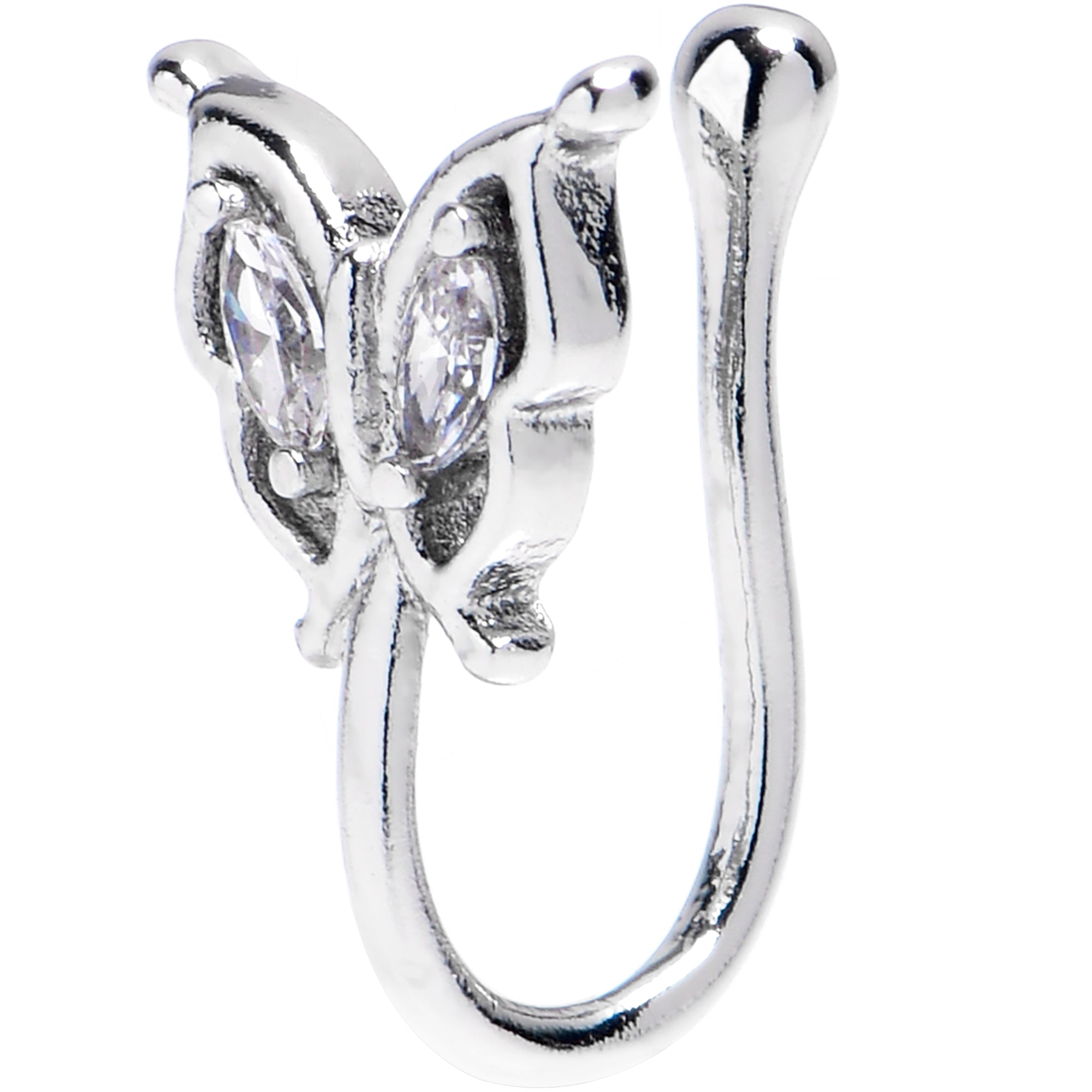 BodyCandy Clear CZ Gem Butterfly Clip on Fake Nose Ring — main product shot