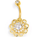 BodyCandy Clear CZ Gem Gold Tone Loopy Flower Whimsy Belly Ring — main product shot