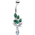 BodyCandy Aurora CZ Gem Morning Leaves Dangle Belly Ring — main product shot