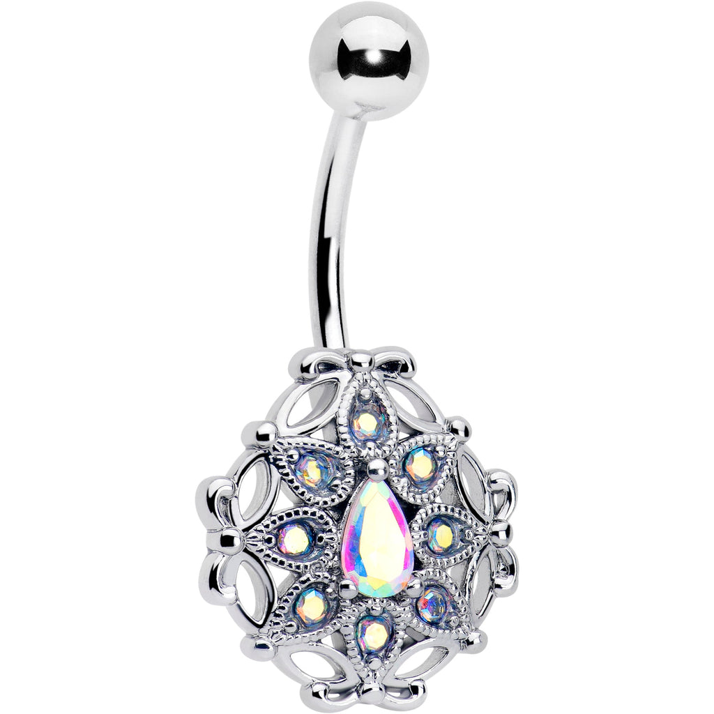 BodyCandy Aurora Gem Retro Sunburst Belly Ring — lifestyle context
