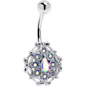 Aurora Gem Retro Sunburst Belly Ring