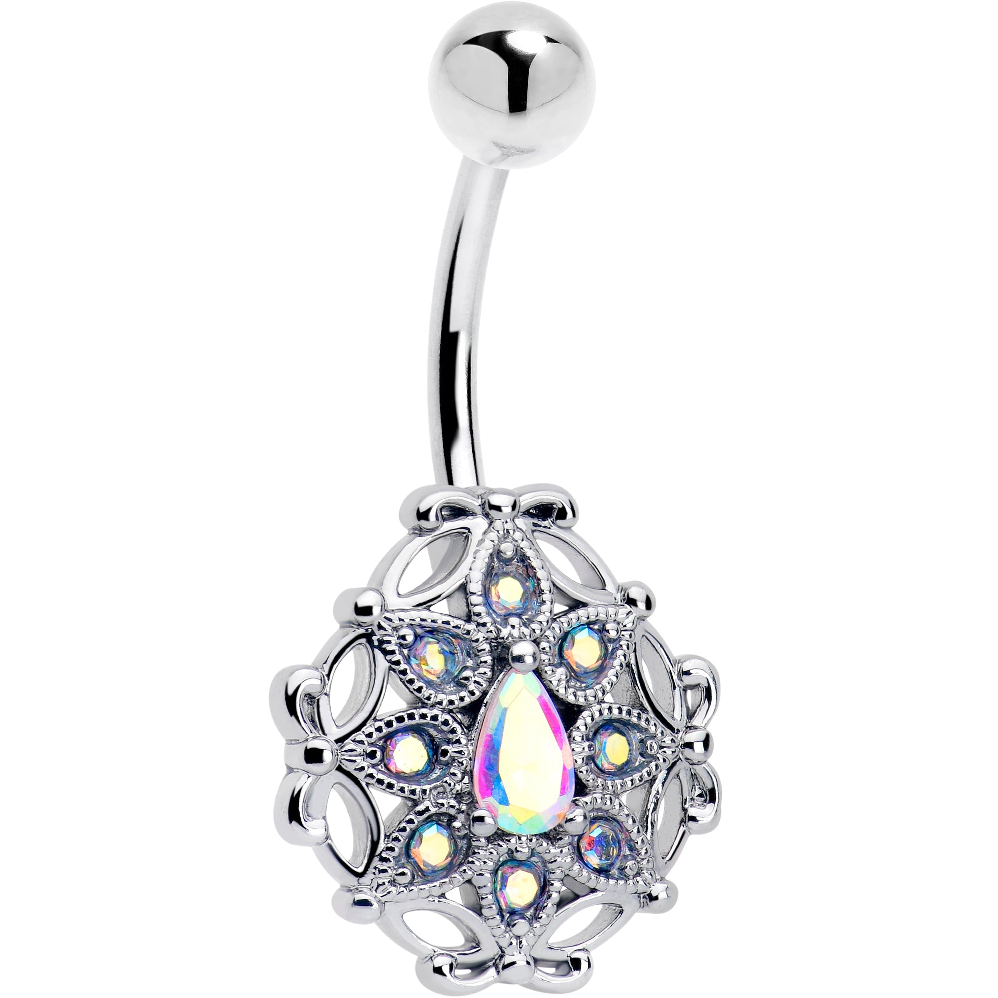 BodyCandy Aurora Gem Retro Sunburst Belly Ring — main product shot