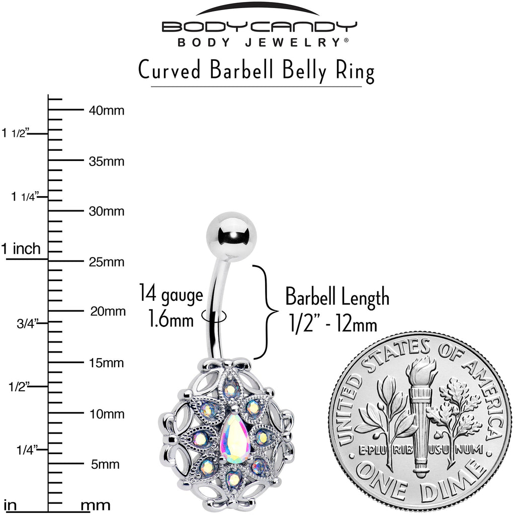 BodyCandy Aurora Gem Retro Sunburst Belly Ring — detail close-up