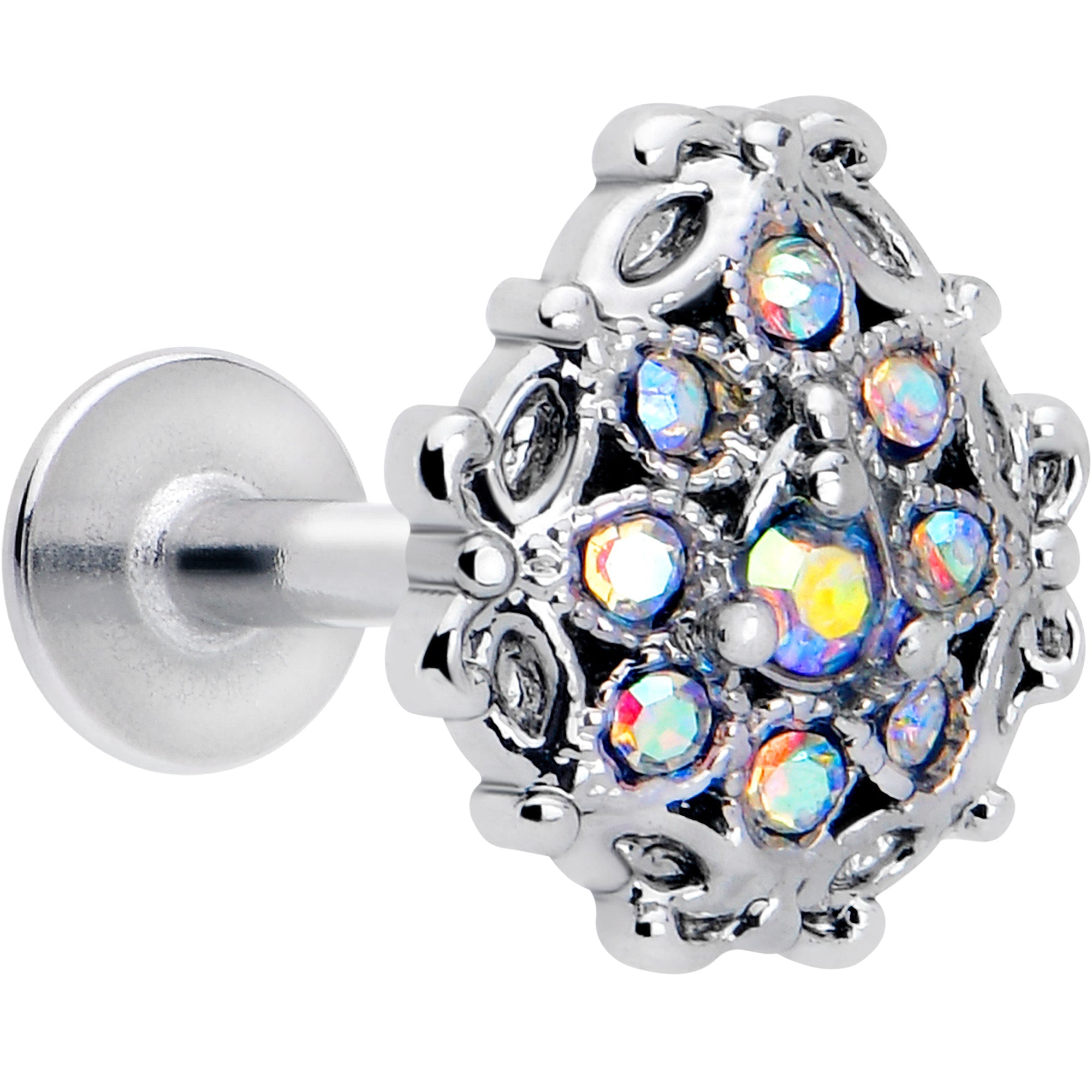 BodyCandy 16G 1/4 Aurora Gem Retro Sunburst Cartilage Labret — main product shot
