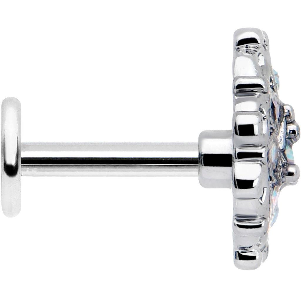 BodyCandy 16G 1/4 Aurora Gem Retro Sunburst Cartilage Labret — lifestyle context