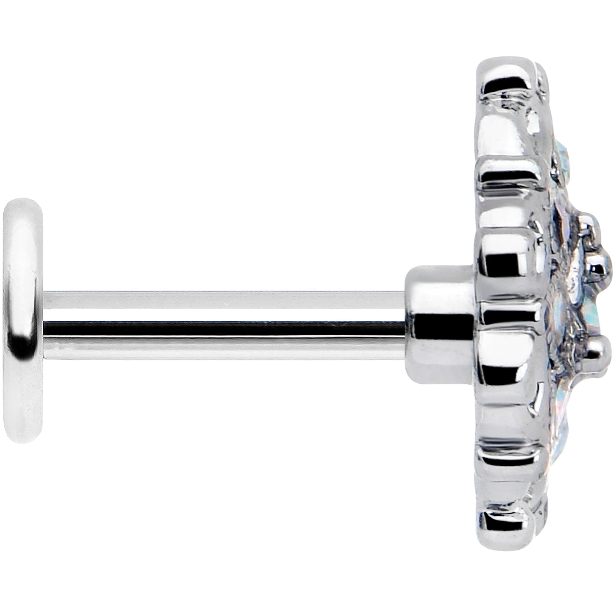 BodyCandy 16G 1/4 Aurora Gem Retro Sunburst Cartilage Labret — lifestyle context